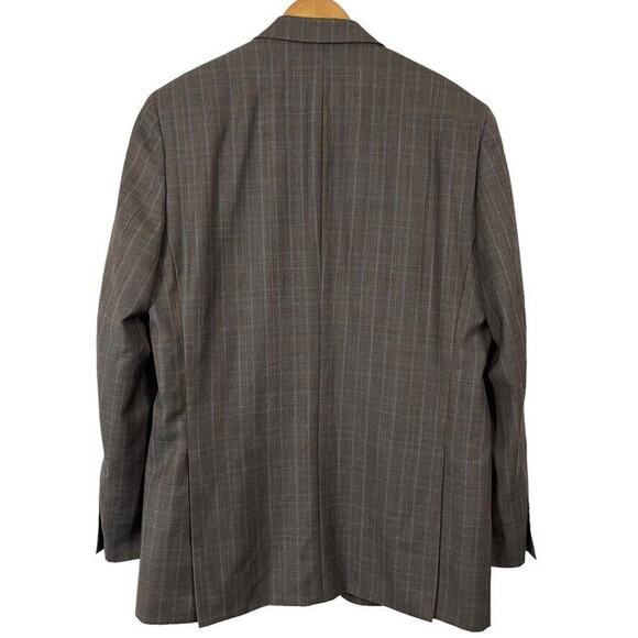 Bachrach 100% Wool Plaid Taupe Brown 2 Button Suit Jacket Blazer sz 42 Long 42L - Picture 14 of 16